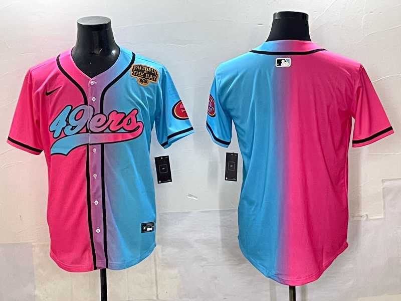 Men 2025 San Francisco 49ers blank Pink Blue pink Nike Limited NFL Jersey 002->san francisco 49ers->NFL Jersey